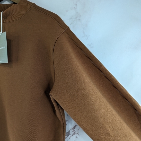 Everlane Sweatshirt Women XS Cocoa The ReNew Mock Neck Fleece Pullover Sweater - Picture 12 of 13